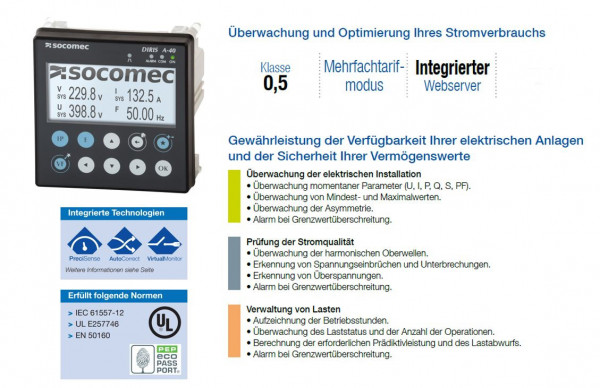 Artikelbild 1 des Artikels DIRIS A-40 Multifunktionsmessgerät Ethernet Modbus